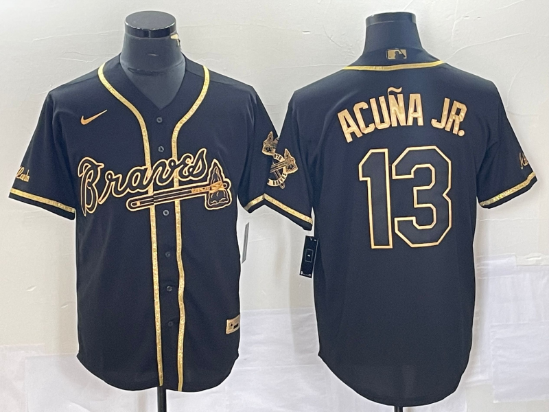 Men's Atlanta Braves Ronald Acuna Jr. #13 Black Jersey